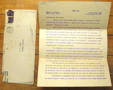 Script of radio talk by Edward H. Williams, Wayne County Auditor, on CKLW, Tuesday August 29, 1939
