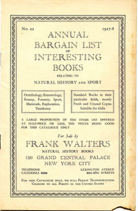 Annual Bargain List of Interesting Books Relating to Natural History and Sport, 1927-8