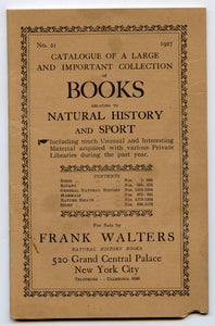 Catalogue of a Large and Important Collection of Books Relating to natural History and Sport, 1927