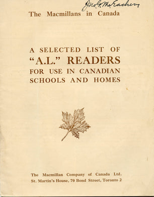 A Selected List of "A.L." Readers For Use in Canadian Schools and Homes