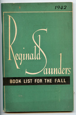 Reginald Saunders Book List For The Fall, Autumn 1942