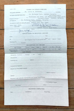8 firearm registration certificates 1952-69