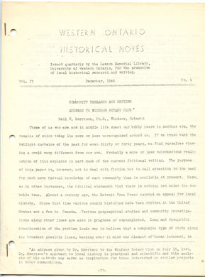 Western Ontario Historical Notes December 1946