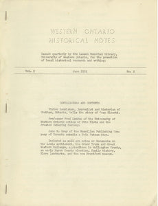 Western Ontario Historical Notes June 1952