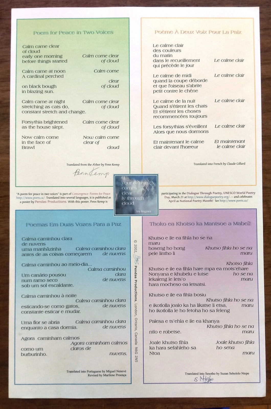 Poem for Peace in Two Voices