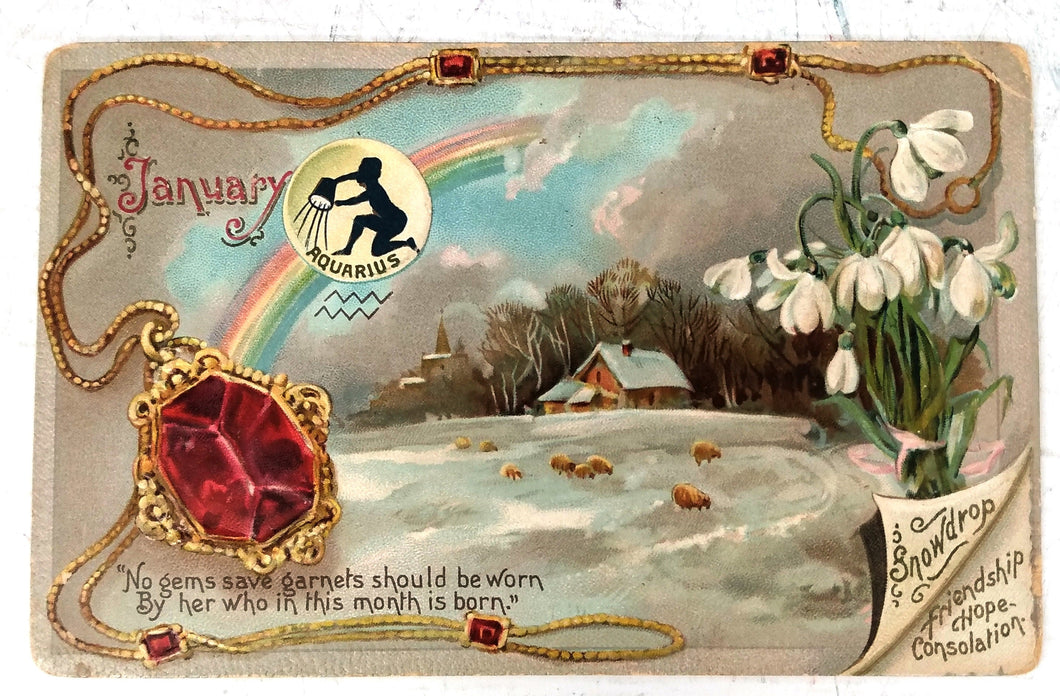 Complete set of Sentiments of the Months postcards