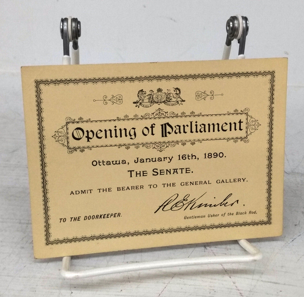 Ticket to the Opening of Parliament, January 16th, 1890