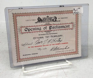 Lady's Ticket to the Opening of Parliament