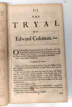 The Tryal of Edward Coleman, Gent. for Conspiring the Death of the King