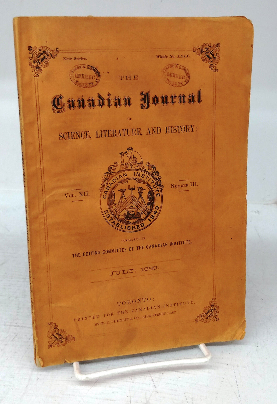 The Canadian Journal of Science, Literature, and History, July 1869
