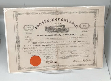 Debenture in Aid of the Port Dover and Lake Huron Railway