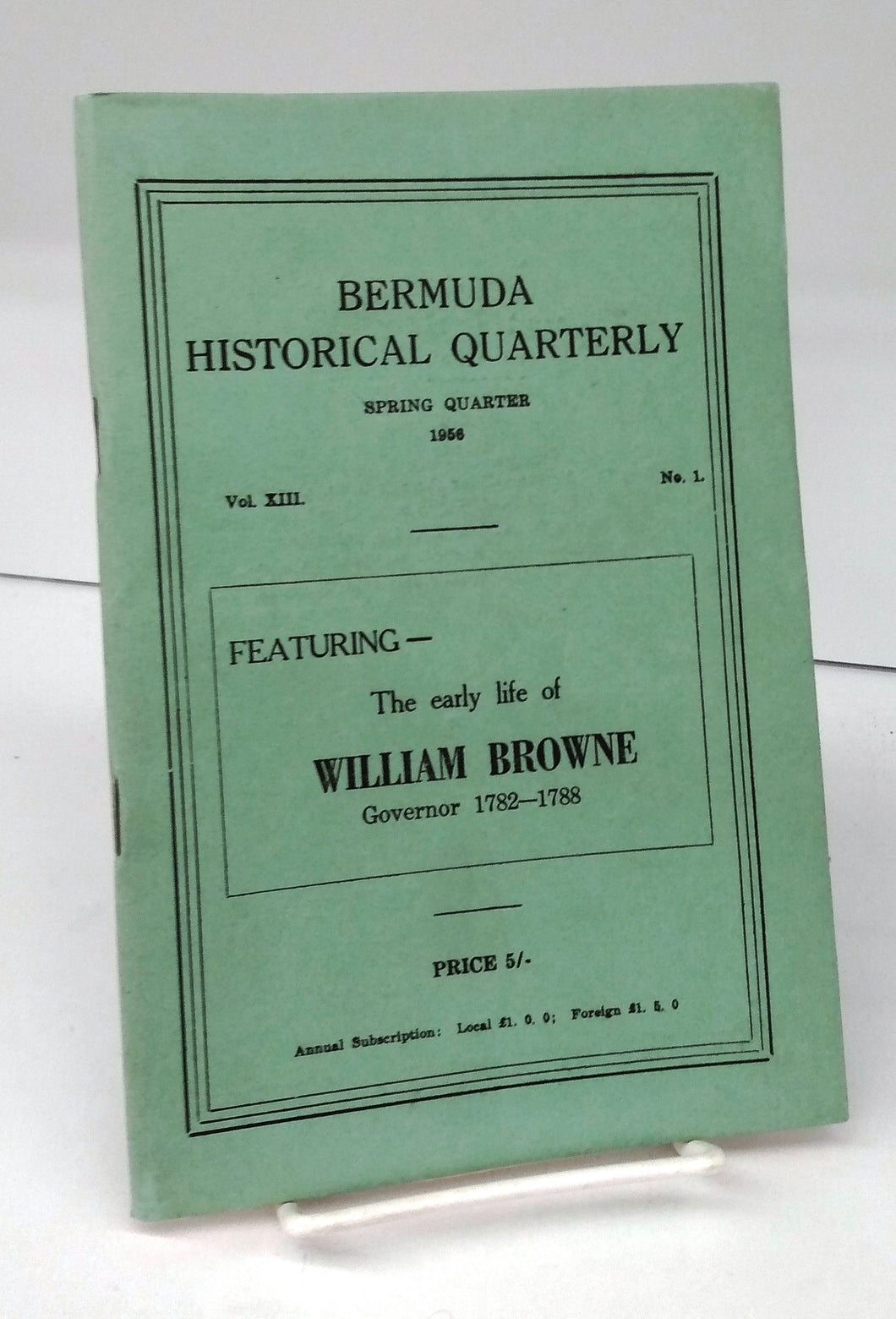 Bermuda Historical Quarterly, Spring Quarter, 1956