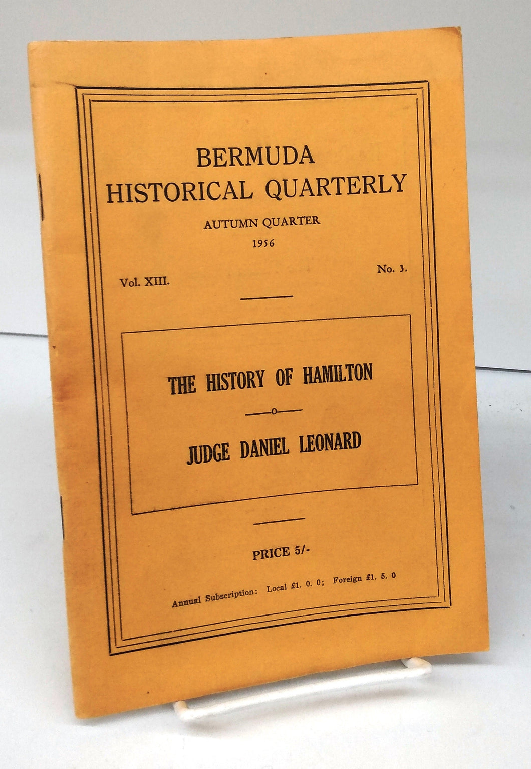 Bermuda Historical Quarterly, Autumn Quarter, 1956