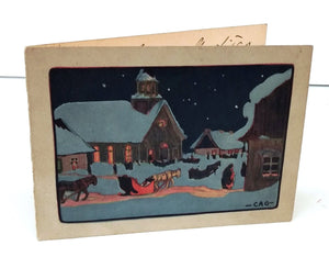 Christmas card with Quebec village scene