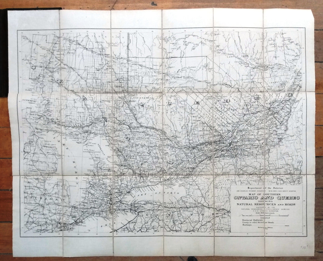 Map of Southern Ontario and Quebec Showing Natural Resources and Roads