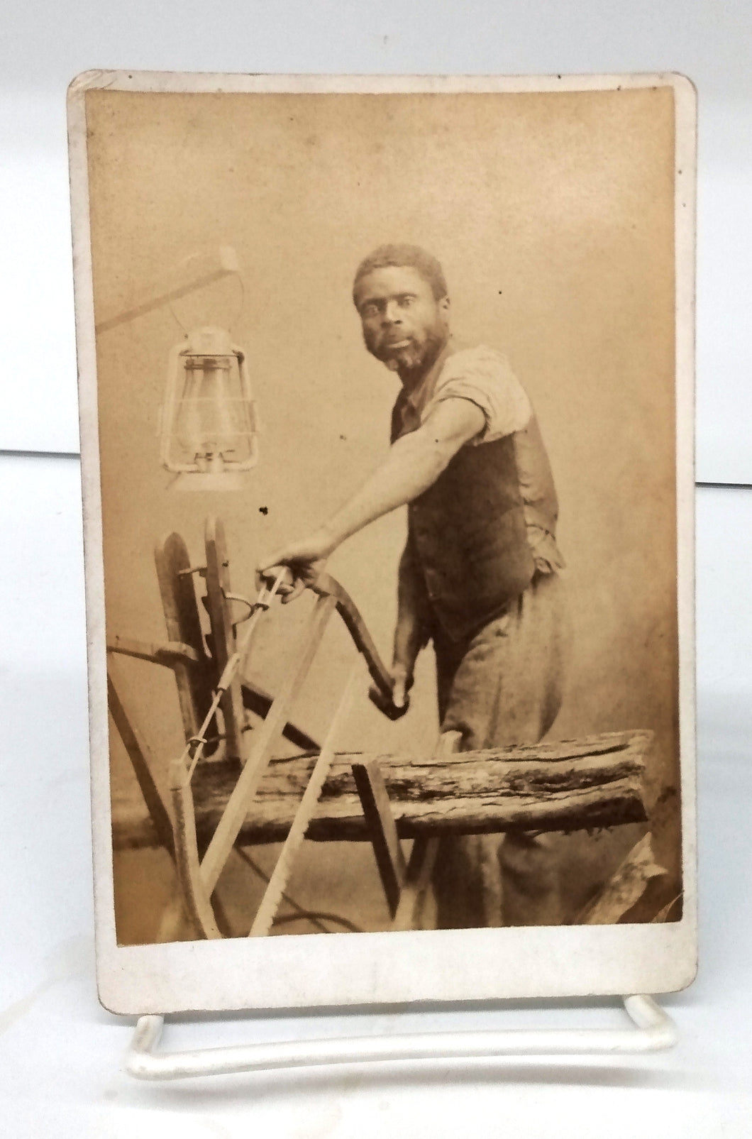 Photograph of African American wood cutter