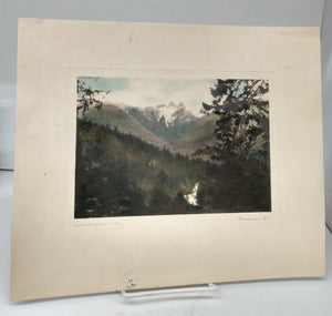 Hand-coloured photo of Lions & Capilano Valley