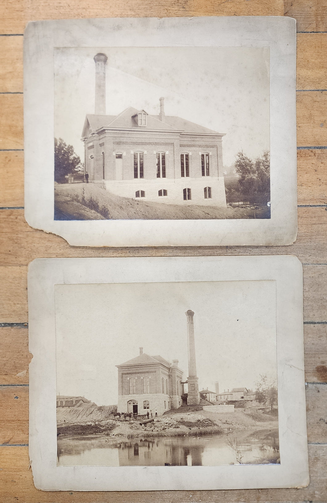 Two photos of a pumphouse