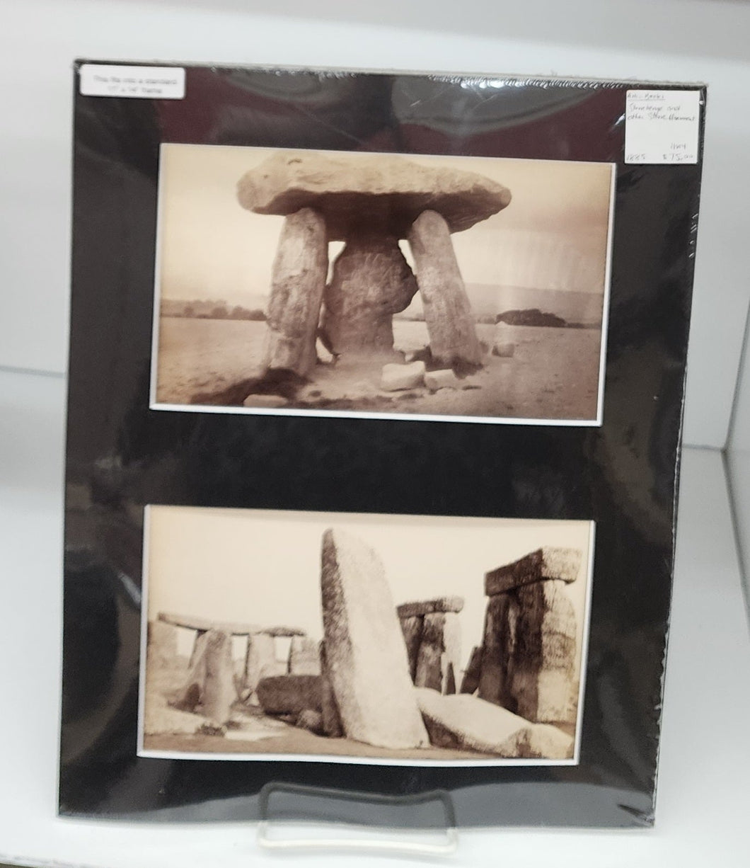 Photographs of Stonehenge and another megalithic monument