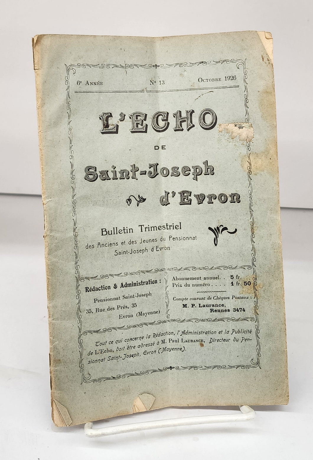 L'Echo de Saint-Joseph d'Evron, Oct. 1926