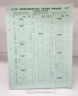 C.C.M. Confidential Trade Prices 1968