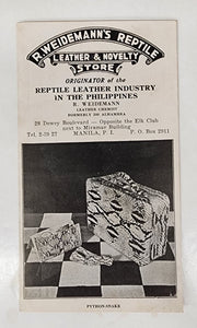 R. Weidemann's Reptile Leather & Novelty Store flyer