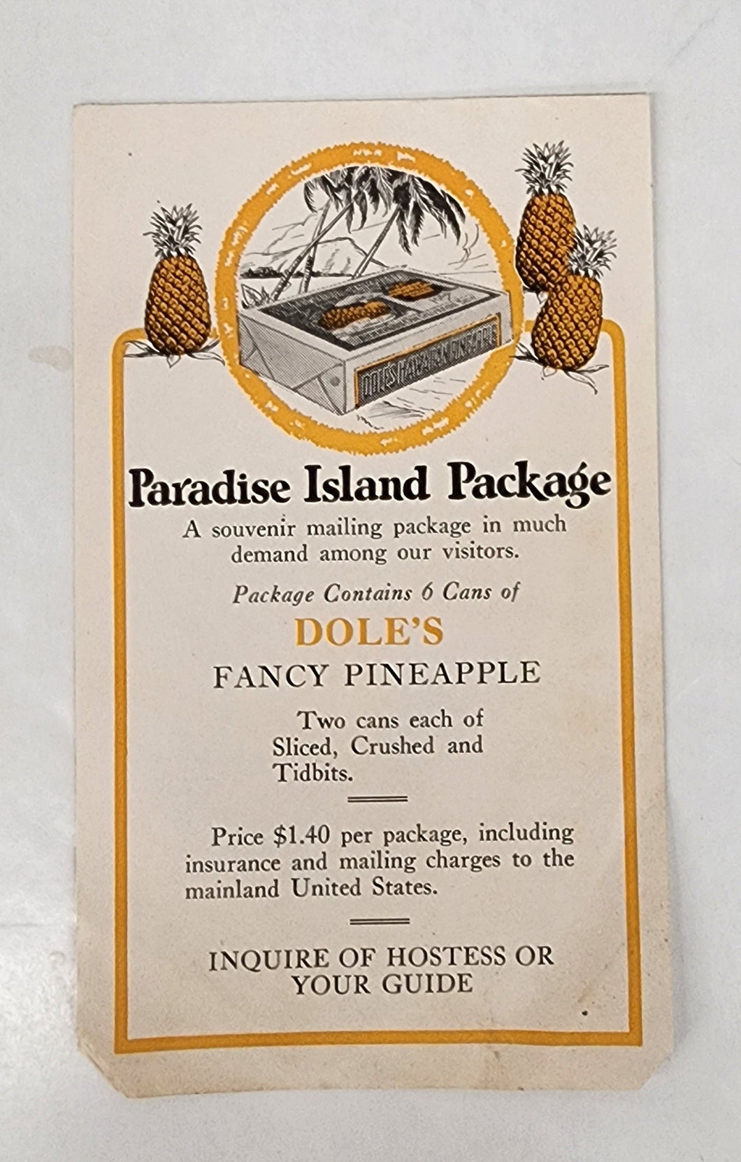 Advertisement for Dole's Fancy Pineapple