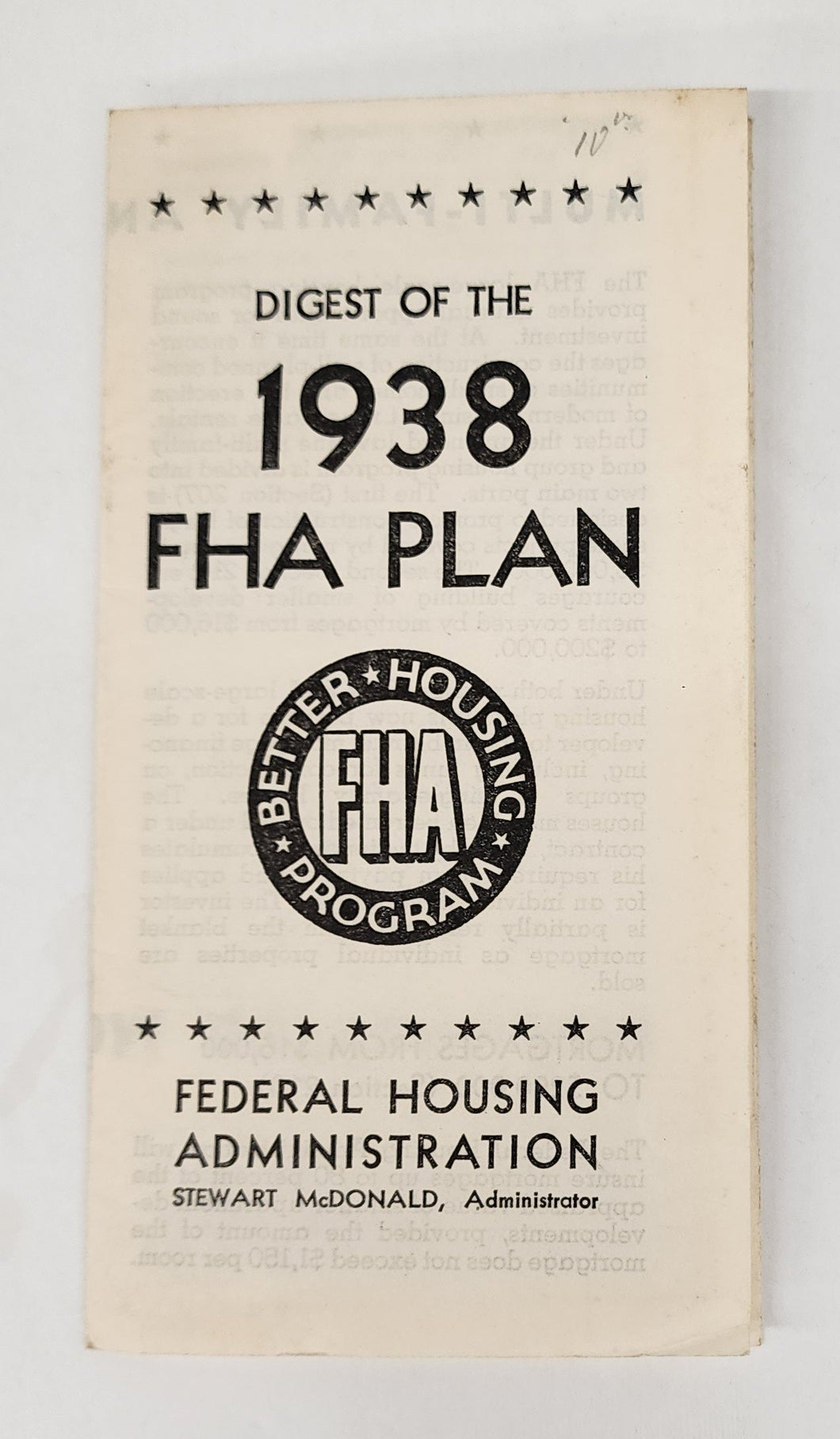 Digest of the 1938 FHA Plan