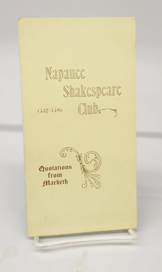 Napanee Shakespeare Club: Quotations from Macbeth
