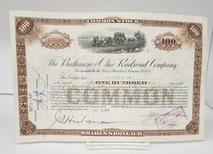 Baltimore & Ohio stock certificate