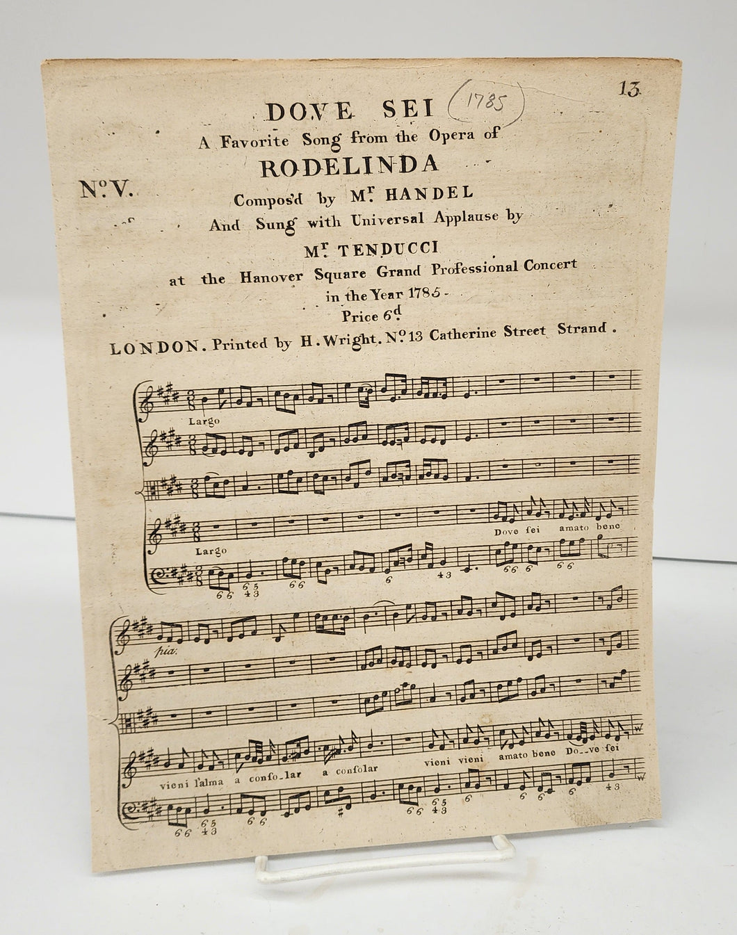 Dove Sei: A Favourite Song from the Opera of Rodelinda (sheetmusic)