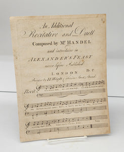 An Additional Recitative and Duett Composed by Mr. Handel and introduced in Alexander's Feast (sheetmusic)