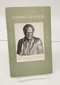 Address by Louis Blake Duff given at a dinner by Stephen Leacock Memorial Association on the occasion of the unveiling of a bronze bust of Stephen Leacock by Elizabeth Wyn Wood