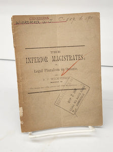 The Inferior Magistrates; Or Legal Pluralism in Ontario
