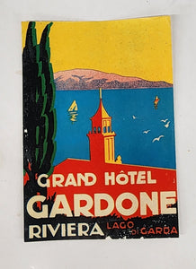 Luggage label for Grand Hôtel Gardone, Lago di Garda, Riviera