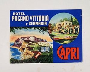 Luggage label for Hotel Pacano Vittoria e Germania, Capri