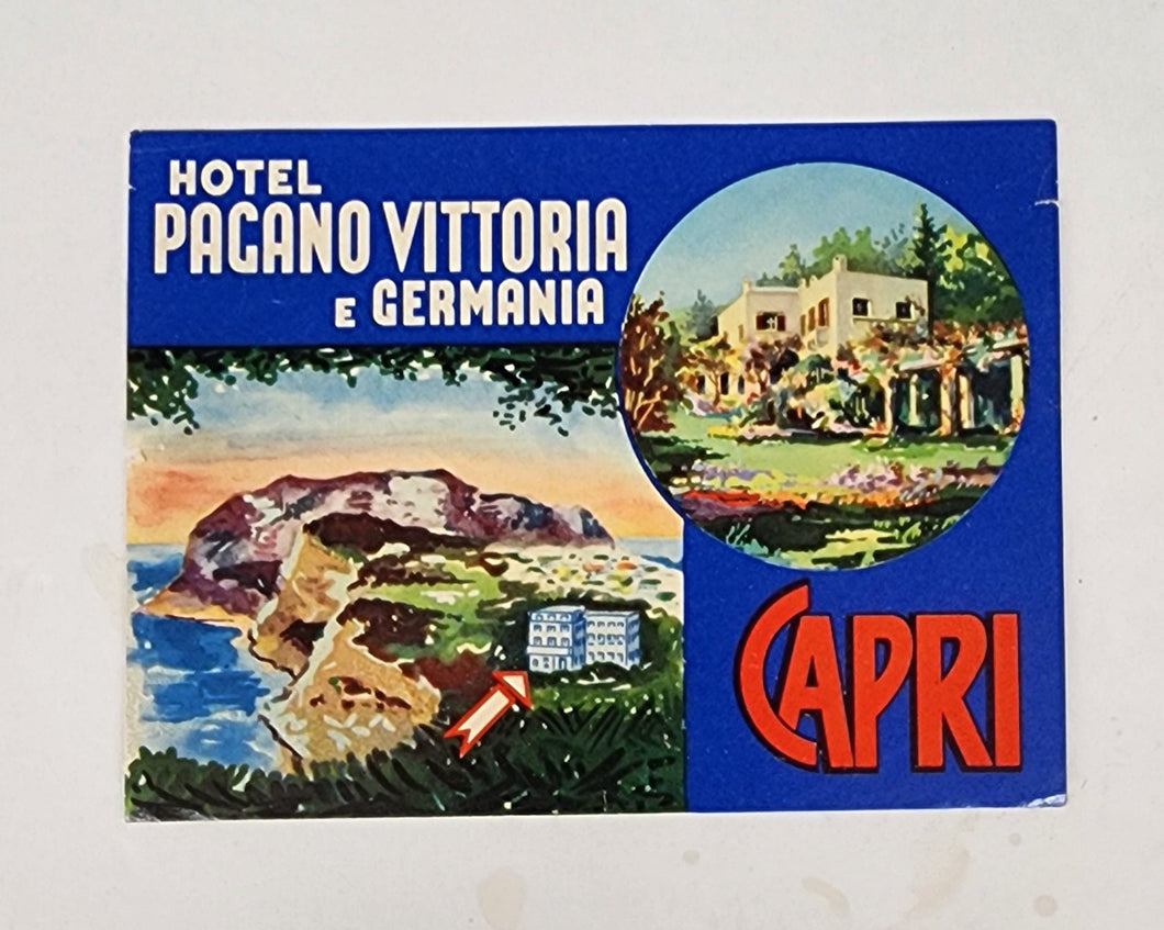 Luggage label for Hotel Pacano Vittoria e Germania, Capri