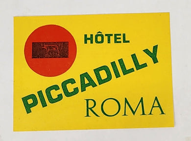 Luggage label for Hôtel Piccadilly, Roma 