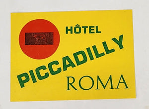 Luggage label for Hôtel Piccadilly, Roma 