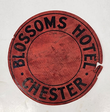 Luggage label for Blossoms Hotel, Chester
