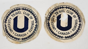 Luggage labels from University Travel Club of Toronto