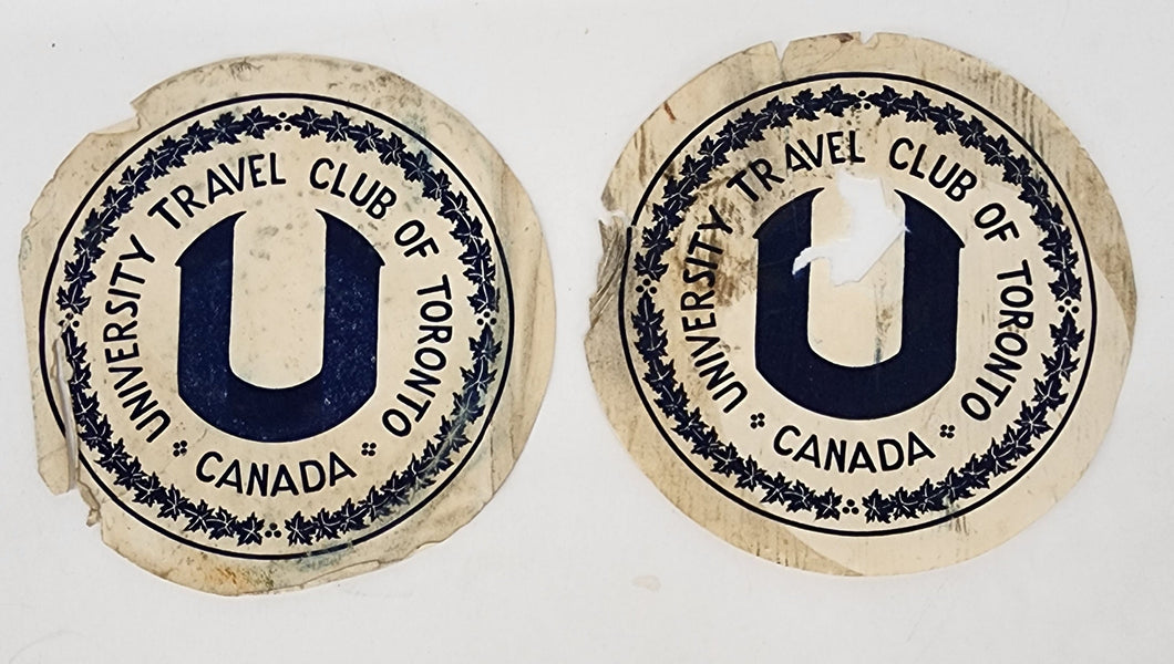 Luggage labels from University Travel Club of Toronto