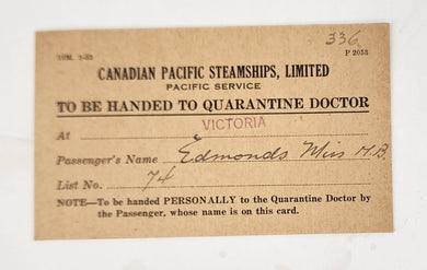 Quarantine card