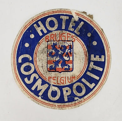 Luggage label for Hotel Cosmopolite, Bruges