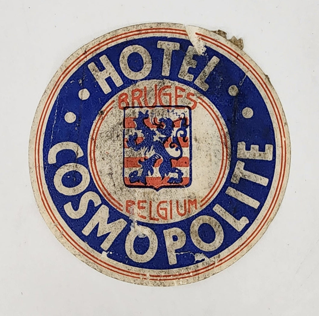 Luggage label for Hotel Cosmopolite, Bruges
