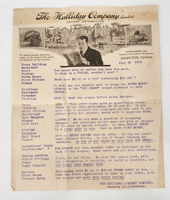 Halliday Company advertising flyer