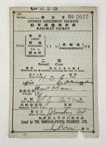 Railway ticket from Tokyo Yokohama to Nagasakiminato