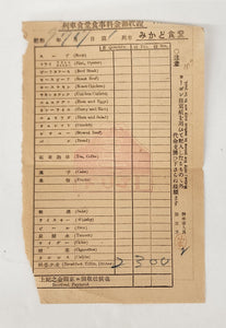 Japanese dining car order form
