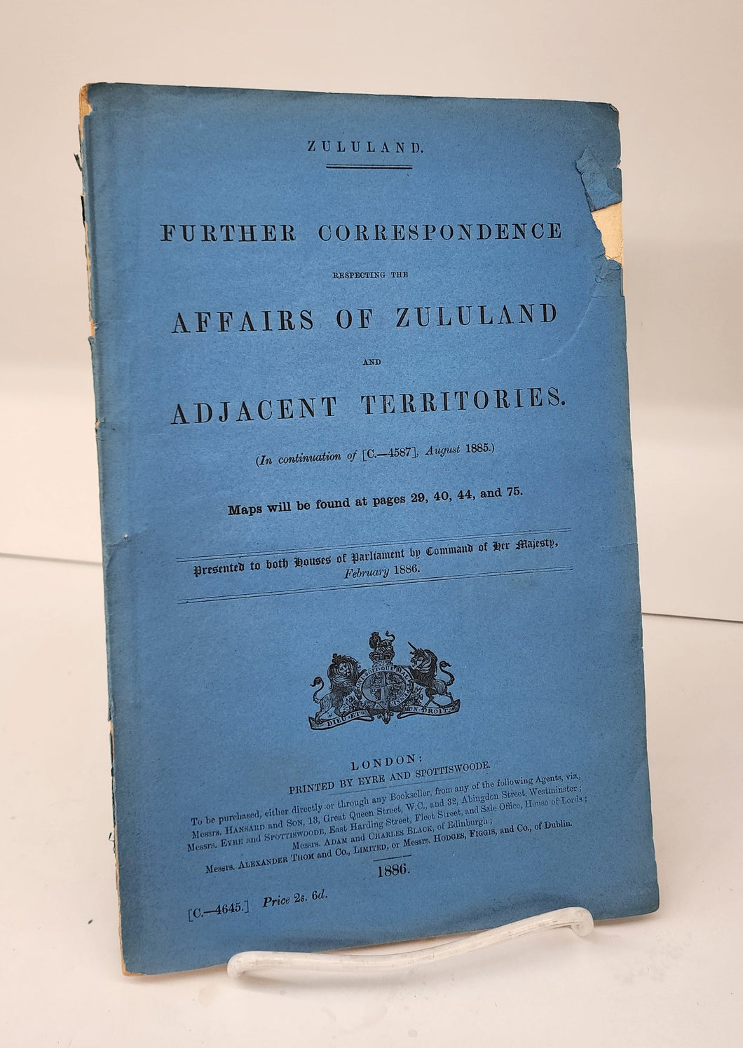 Zululand. Further Correspondence Respecting the Affairs of Zululand and Adjacent Territories.