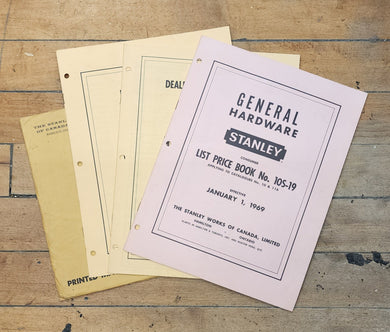 Stanley Consumer List Price Book No. 10S-19 Applying to Catalogues No. 10 & 116; Dealer Net Price Book No. 369D; Staney Power Tools and accessories Dealer Net Price Book No. 93D
